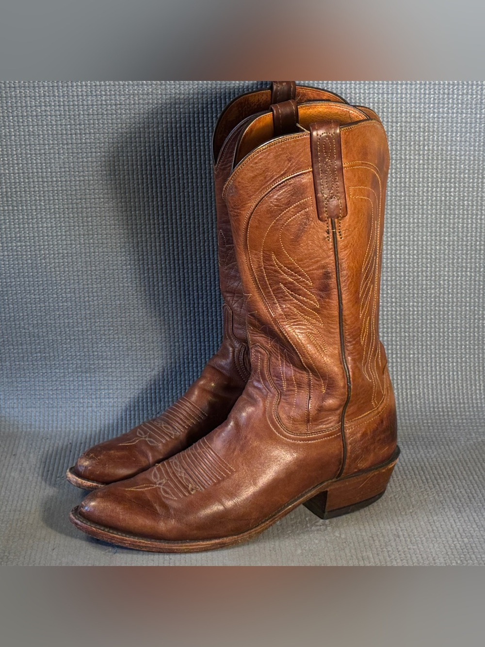 Lucchese 1883 Bart N1596 Leather Cowboy Boots Brown Cowhide Handmade Men’s Sz 8